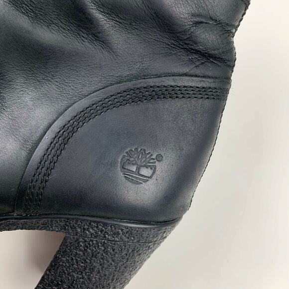 Timberland Glancy Ankle Boots Heeled Black Leather Lace Up Women's 8 - Picture 8 of 12